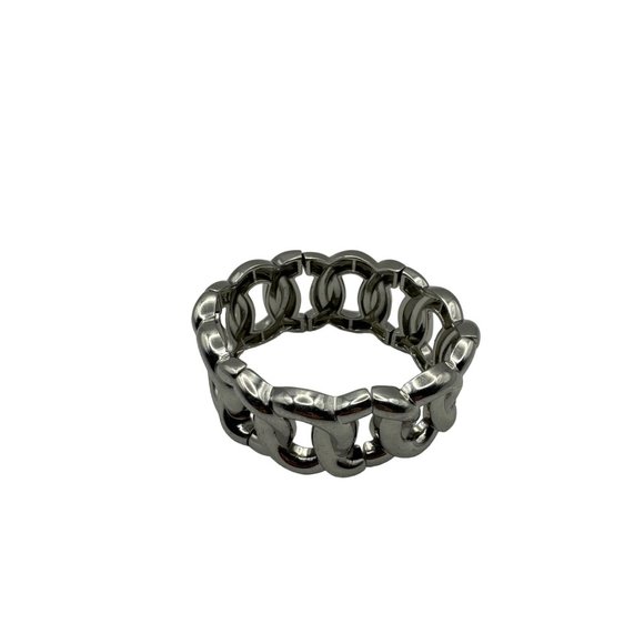 Chunky Silver Stretch Chain Link Bracelet 6.5 inch - Picture 3 of 6
